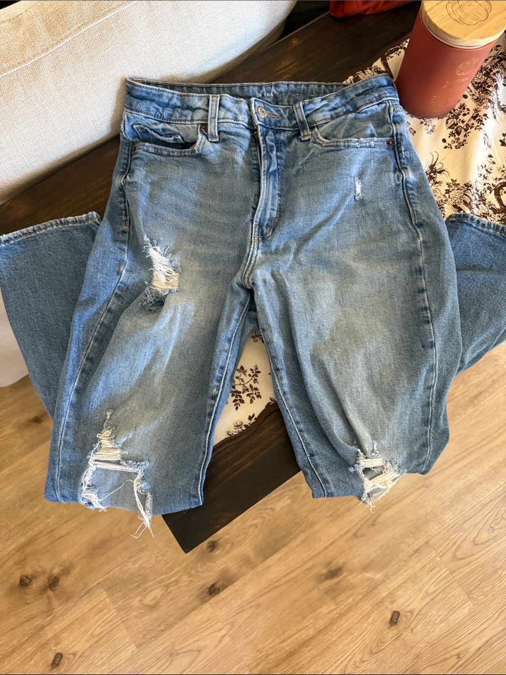 Old Navy Medium Blue Distressed Boyfriend Jeans